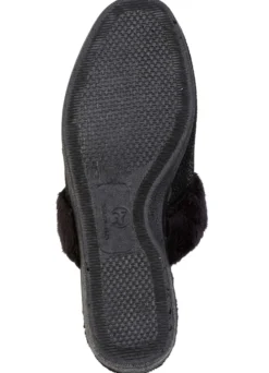 Komfortable Damen-Hausschuhe, Weite F, mit Plüsch-Besatz