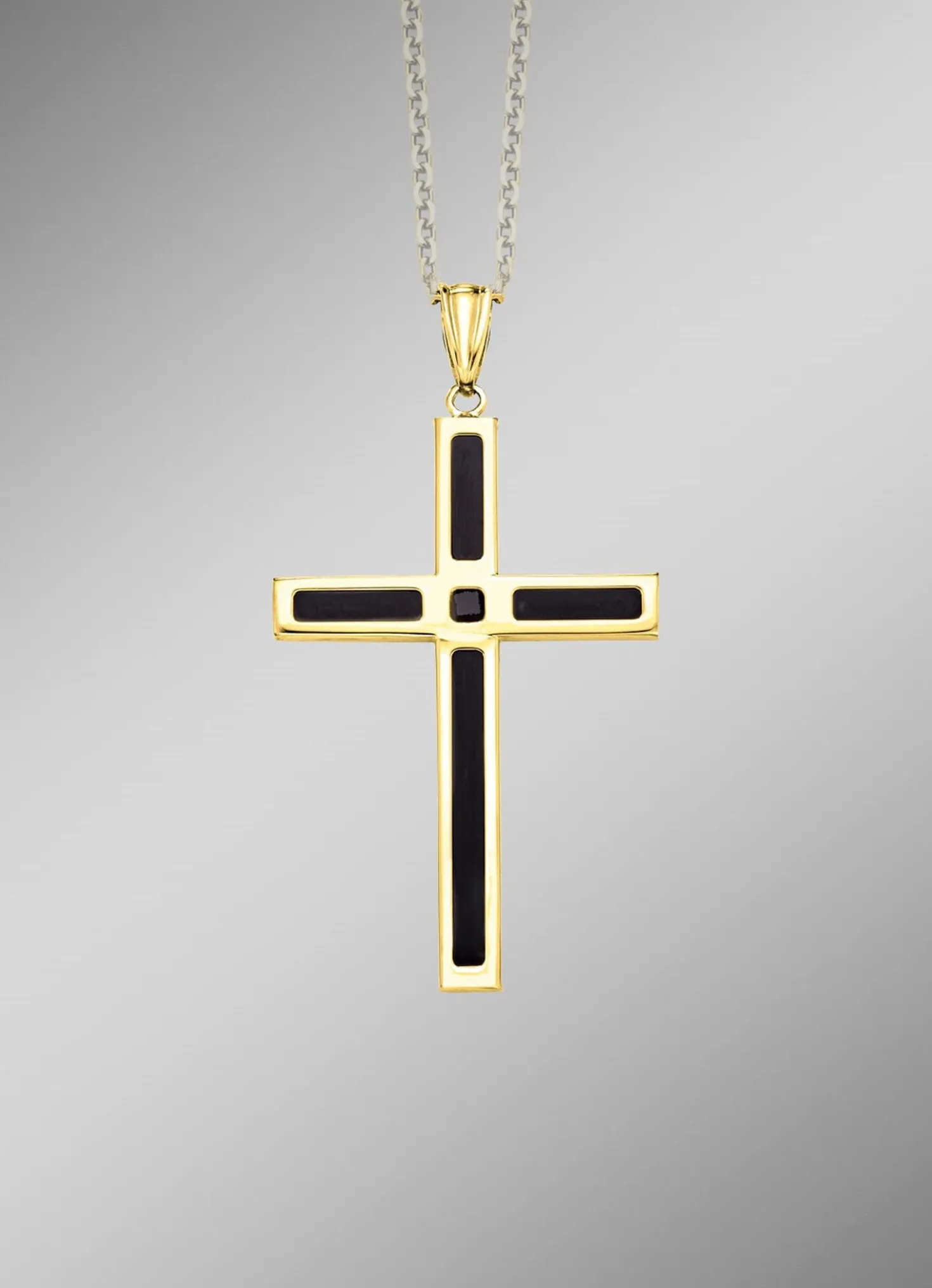 Kreuz-Anhänger mit echt Onyx