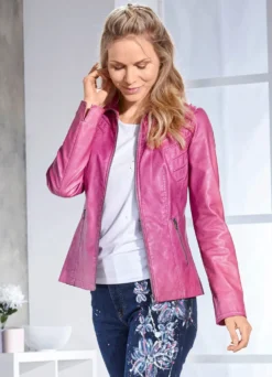 Kurzjacke aus Nappaleder-Imitat