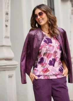 Kurzjacke aus Veloursleder-Imitat
