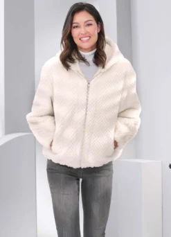 Kurzjacke mit fester Kapuze