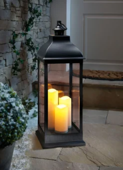Laterne mit 3 LED-Kerzen, 70cm