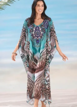 Laurina Kaftan mit Schmucksteinchen