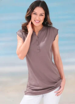 Laurina Longshirt mit Knopfleiste