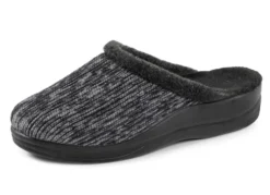 Laurina Pantoffel aus changierendem Cord-Material mit Filzbesatz