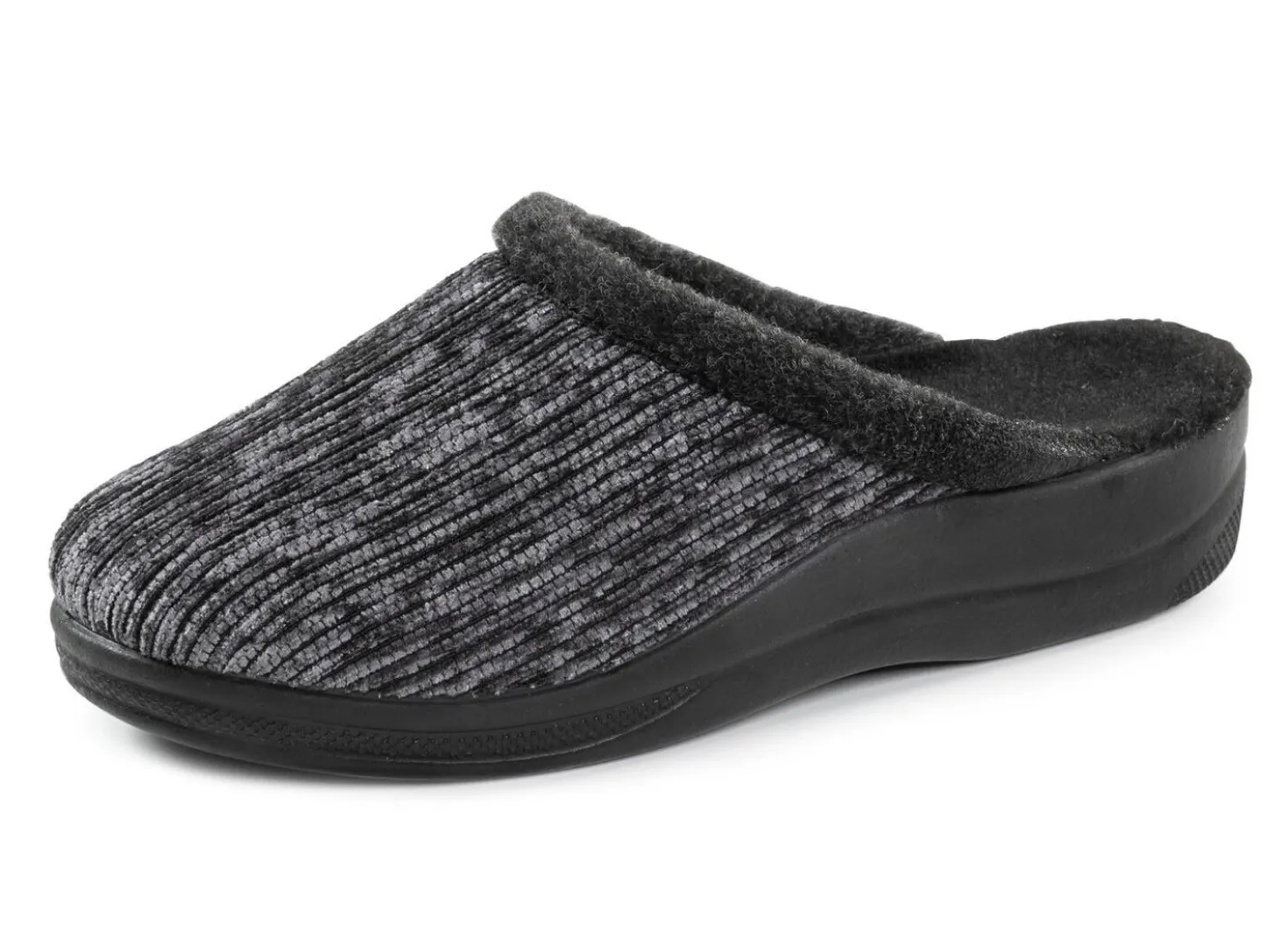 Laurina Pantoffel aus changierendem Cord-Material mit Filzbesatz