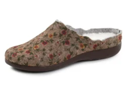 Laurina Pantoffel aus floral bedrucktem Filzmaterial