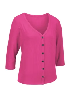 Laurina Shirtjacke mit durchgehender Knopfleiste