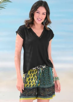 Laurina Shirt mit Spitzenzier