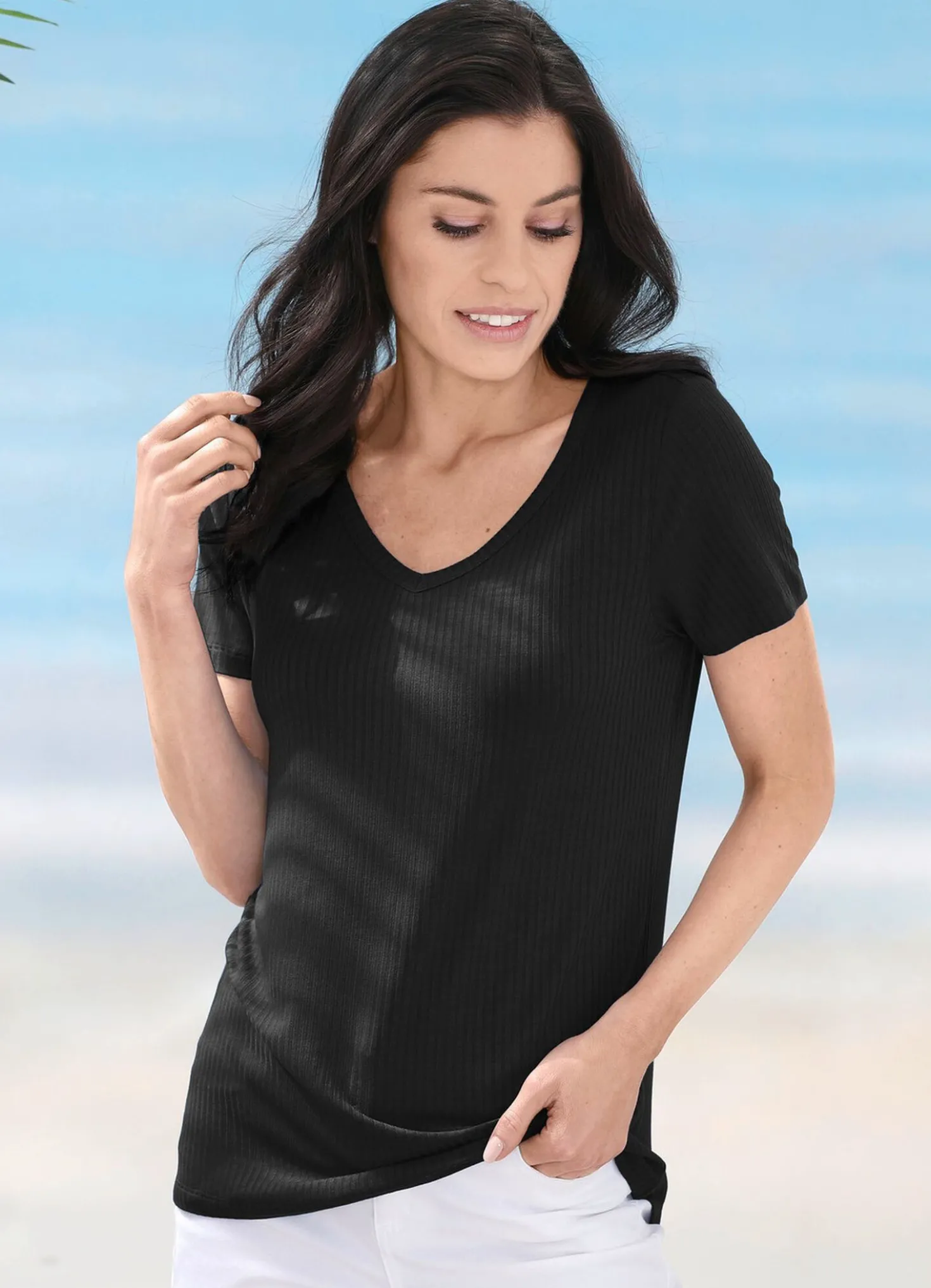 Laurina Shirt mit V-Ausschnitt