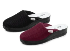 Laurina, Zweierpack, klassische Damen-Hausschuhe, Weite G, aus Mesh-Material