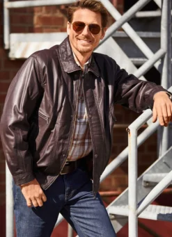 Lederblouson mit Doppeltaschen