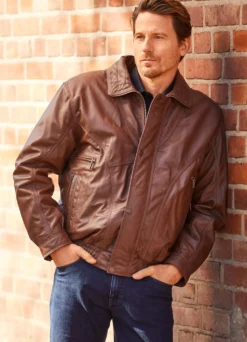 Lederblouson mit Doppeltaschen