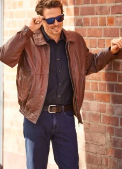 Lederblouson mit Doppeltaschen