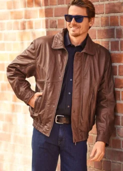 Lederblouson mit Doppeltaschen