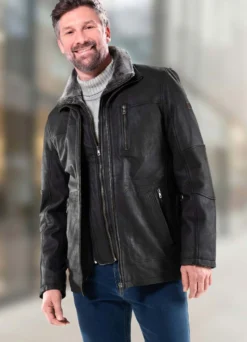 Lederjacke mit Doppelkragen