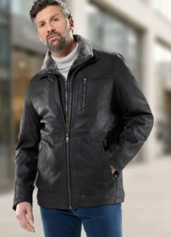 Lederjacke mit Doppelkragen