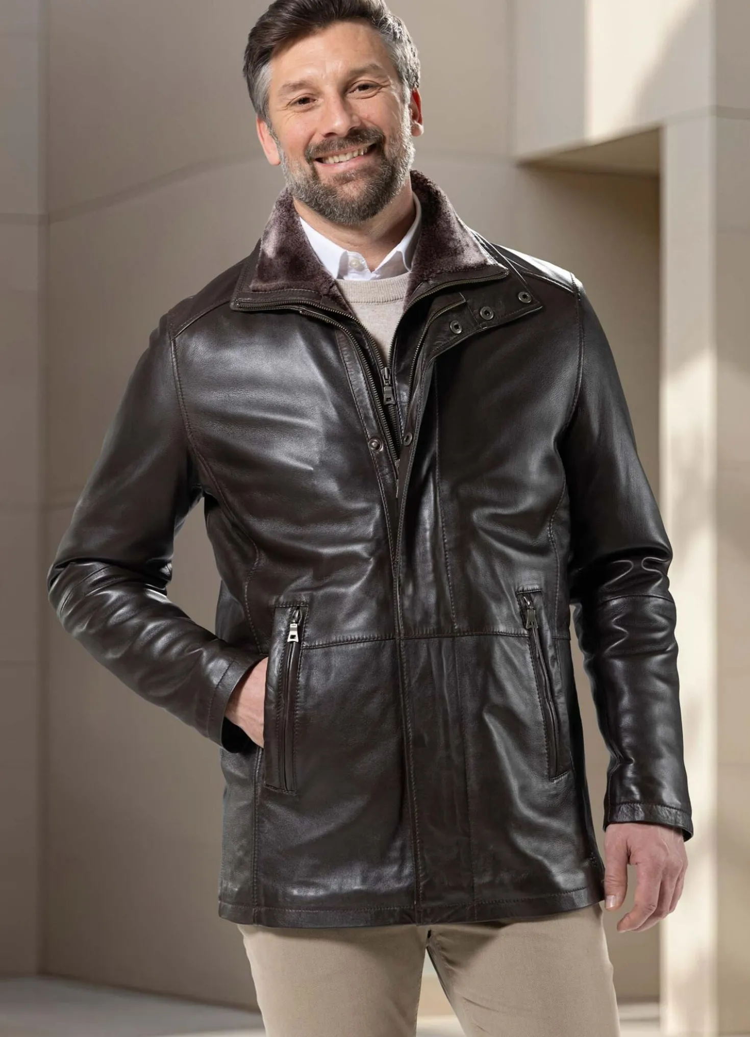 Lederjacke mit Westen-Einsatz