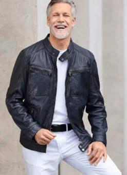 Lederkurzjacke mit Brusttaschen