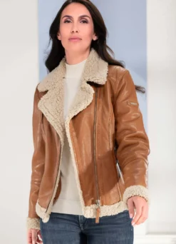 Lederkurzjacke mit Umlegekragen