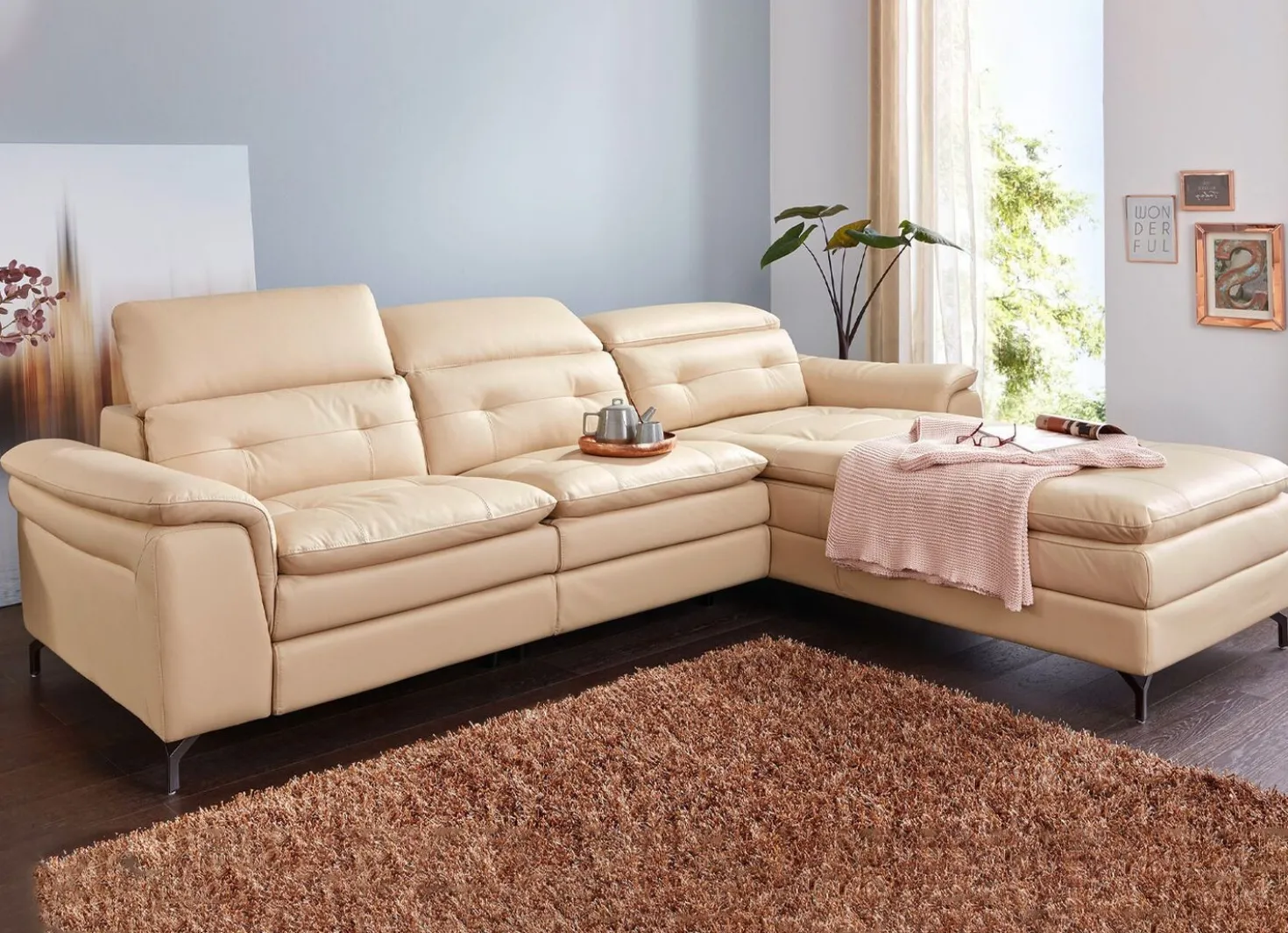 Leder-Polsterecke mit Relax-Funktion