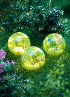 LED-Glaskugeln „Schmetterling", 3er-Set