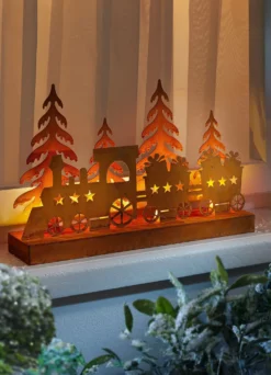LED-Silhouette Weihnachtszug aus Metall