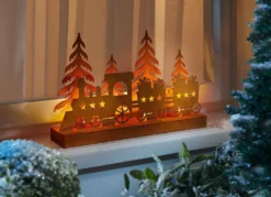 LED-Silhouette Weihnachtszug aus Metall