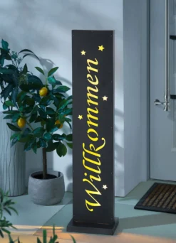 LED-Stele "Willkommen" aus Metall