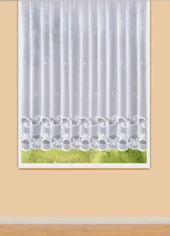 Leichter Blumenfenster-Store mit Automatikfaltenband