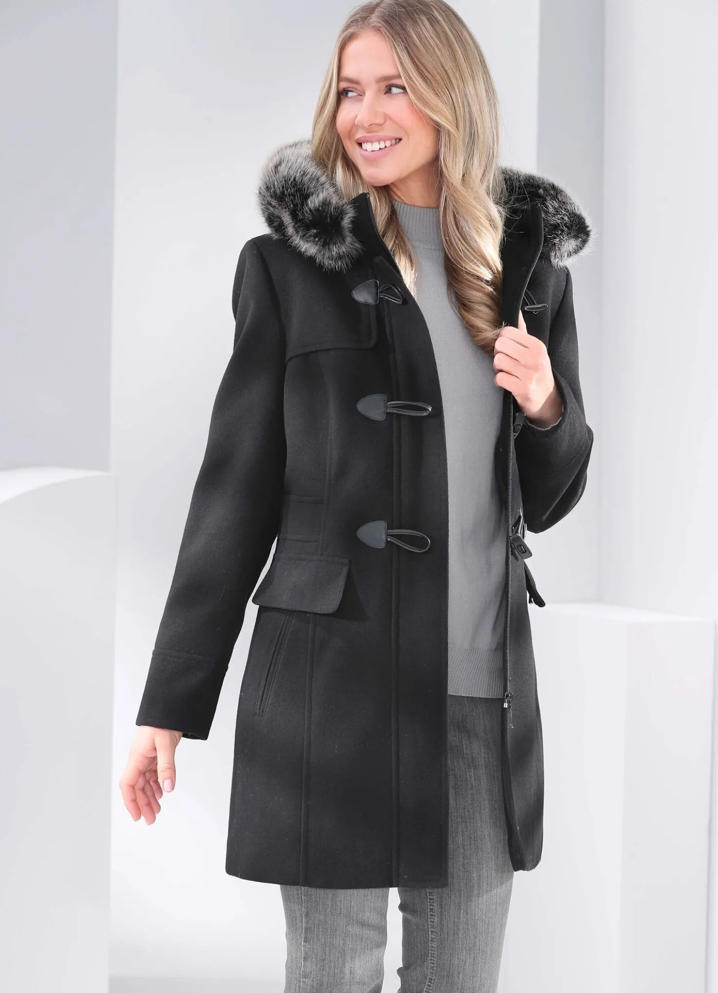 Longjacke in Dufflecoat-Optik