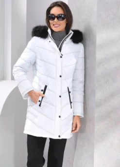 Longjacke mit abnehmbarer Kapuze