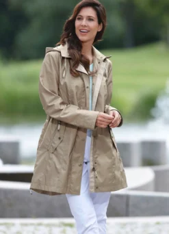 Longjacke mit abnehmbarer Kapuze