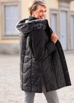 Longjacke mit abnehmbarer Kapuze
