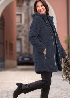 Longjacke mit Dessin in 3D-Optik