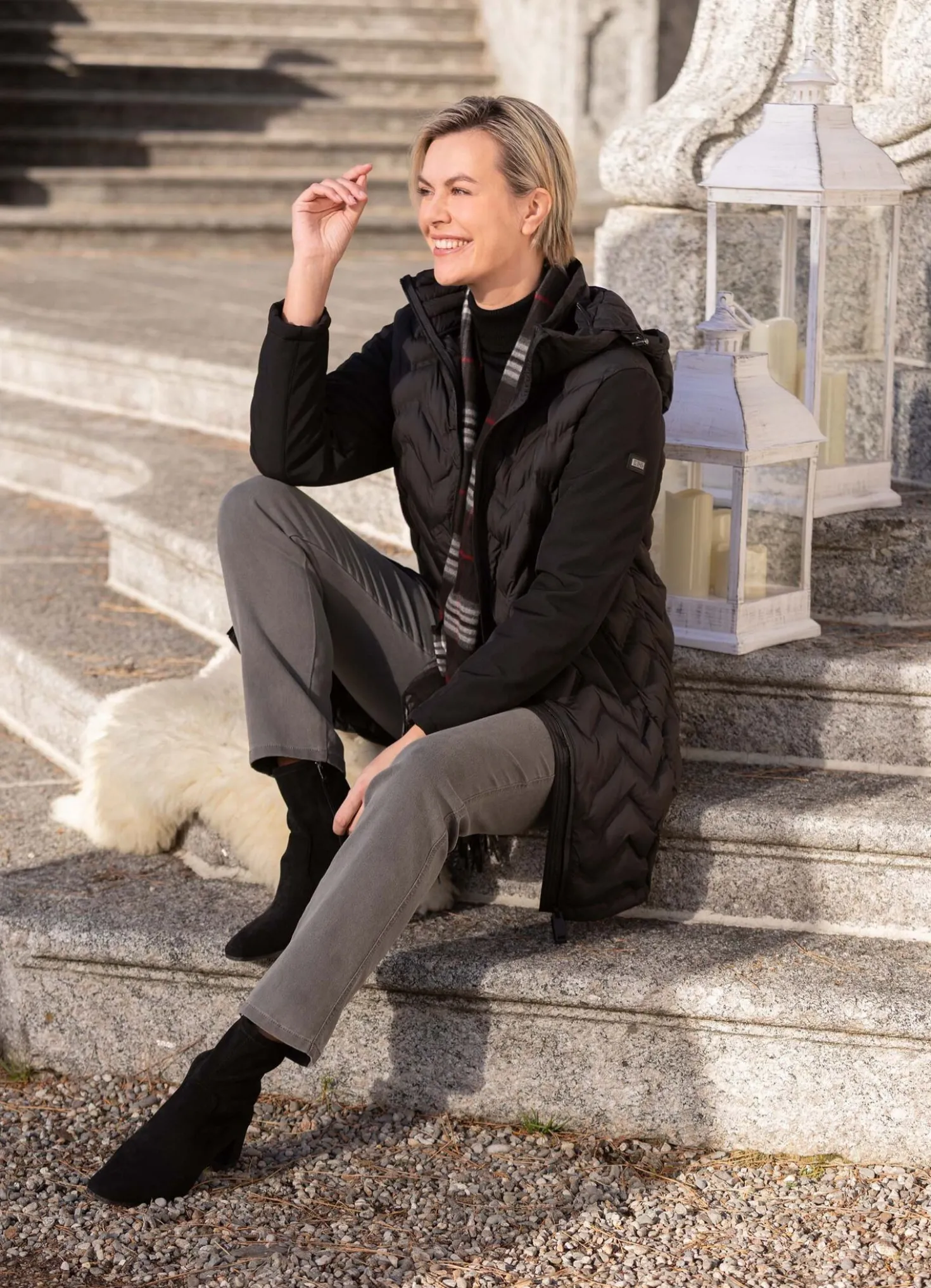 Longjacke mit geklebten Kammern