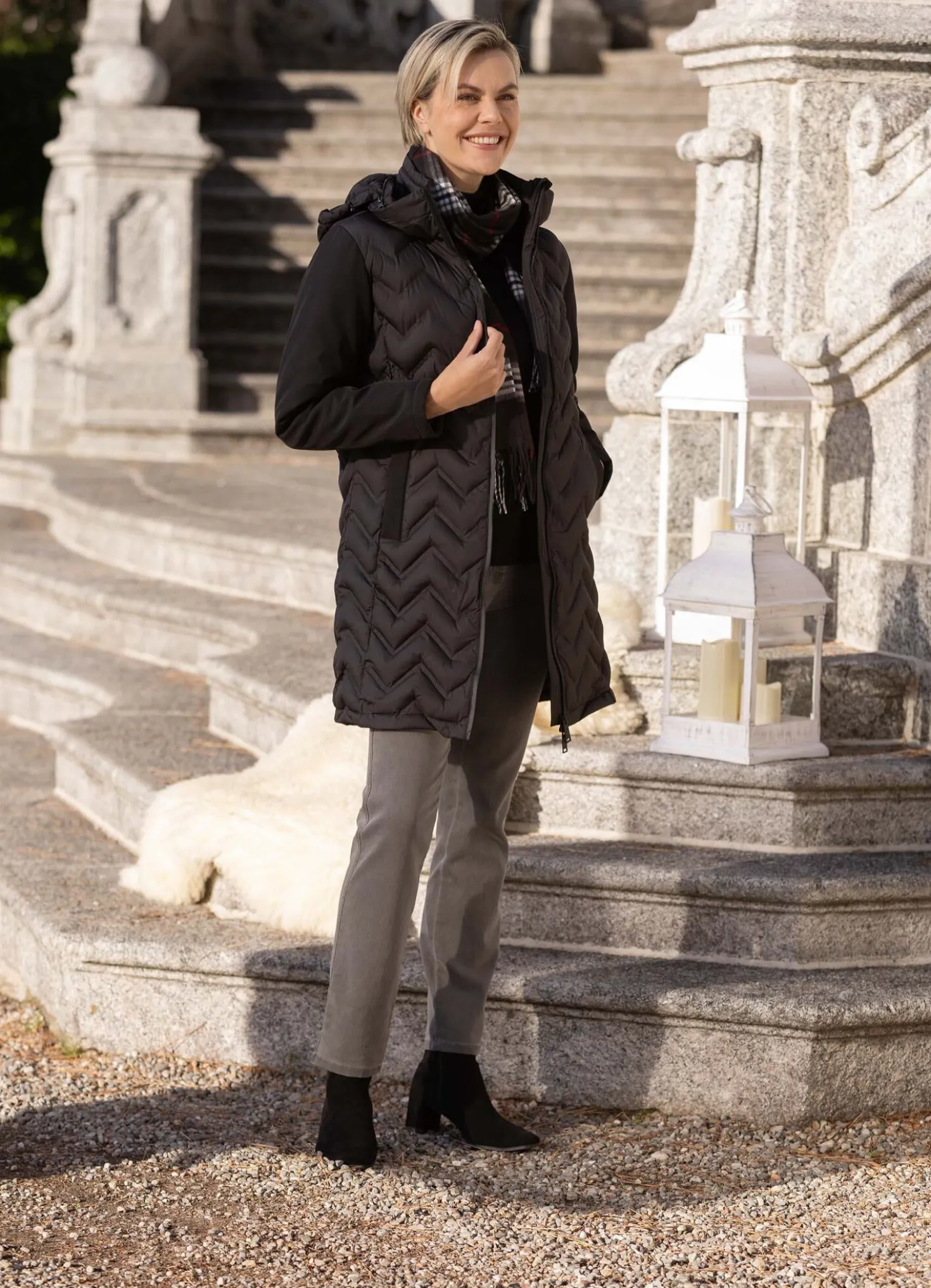 Longjacke mit geklebten Kammern