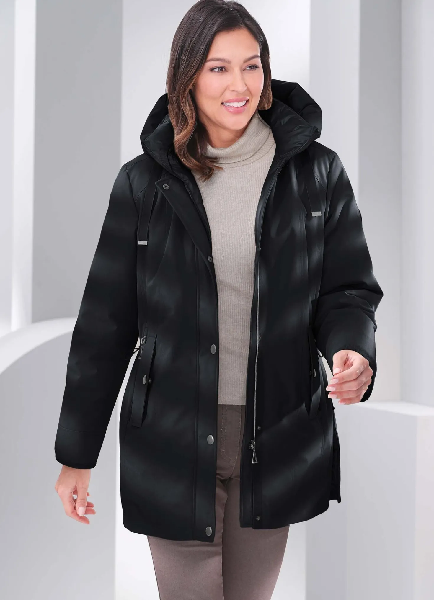 Longjacke mit gestepptem Microfaserfutter