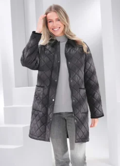Longjacke mit Rautenstepp