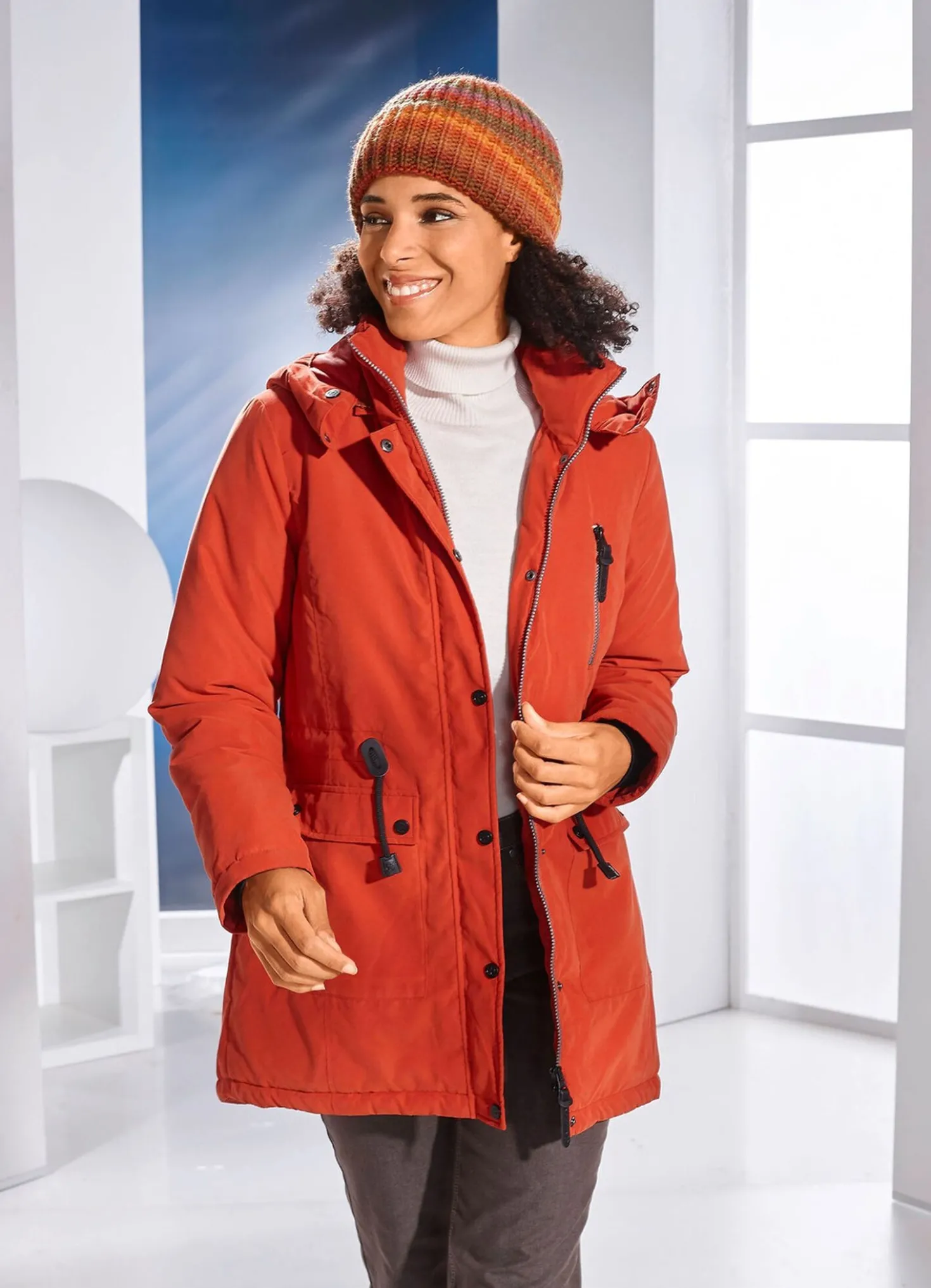 Longjacke mit 2-Wege-Reißverschluss