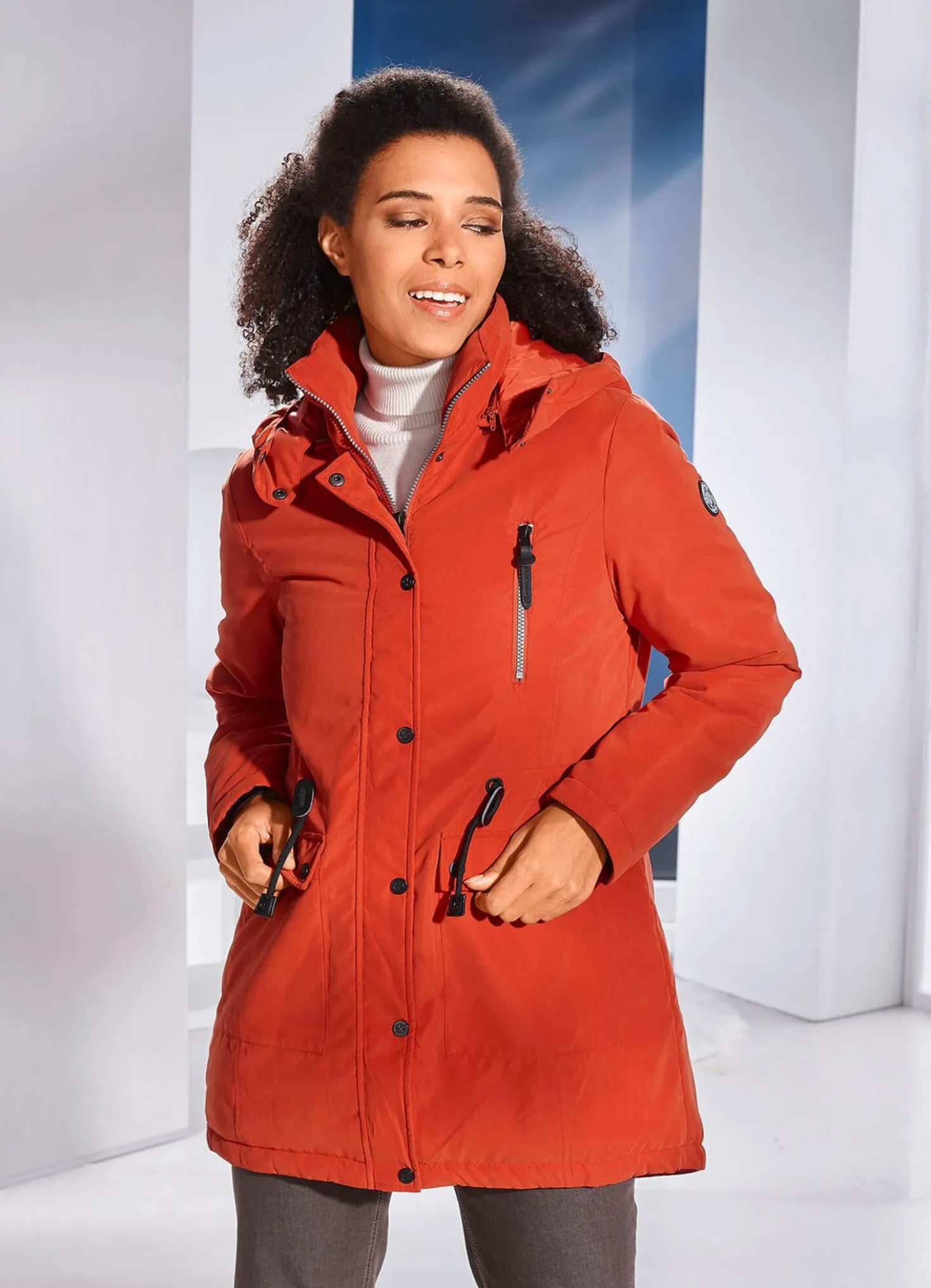 Longjacke mit 2-Wege-Reißverschluss