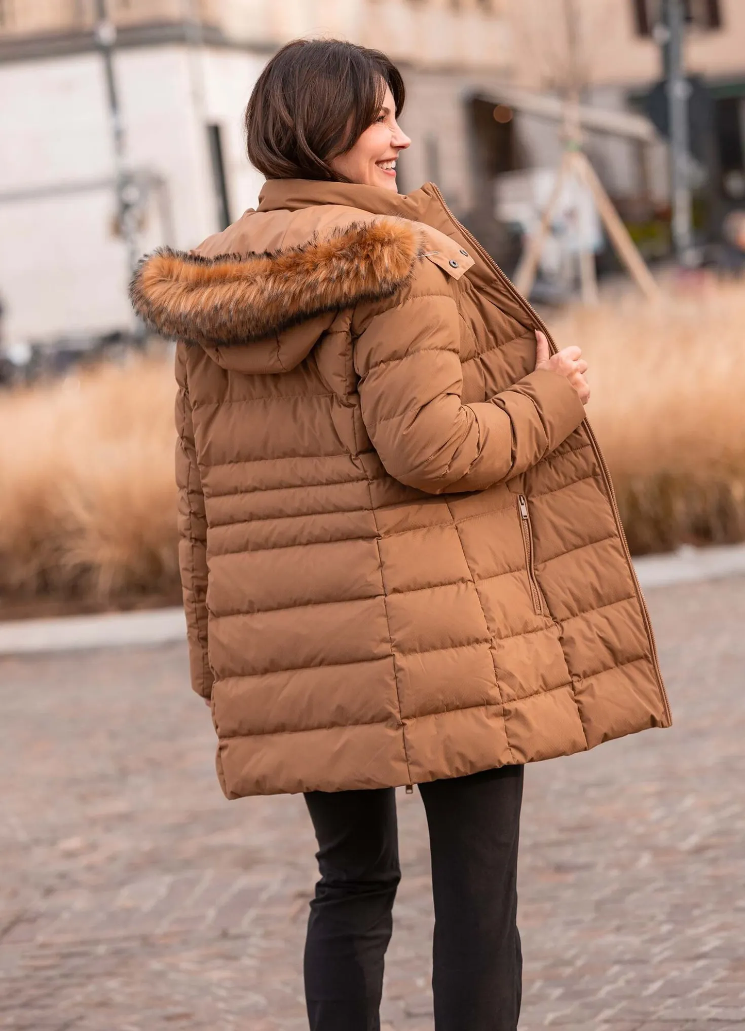 Longjacke mit 2-Wege-Reißverschluss
