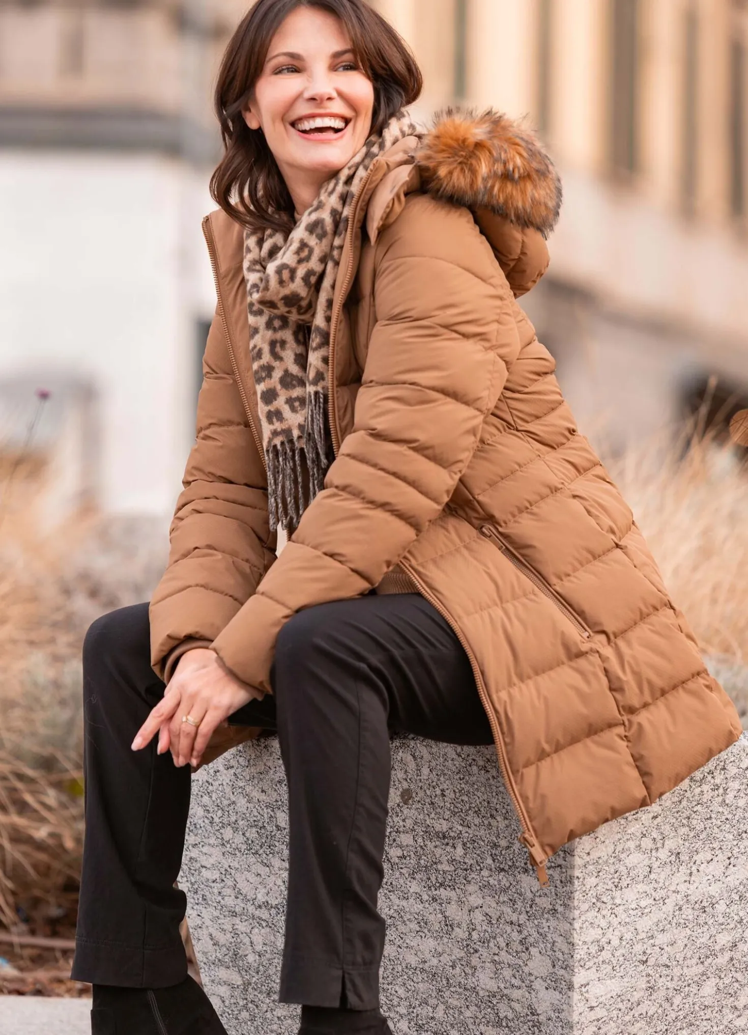 Longjacke mit 2-Wege-Reißverschluss