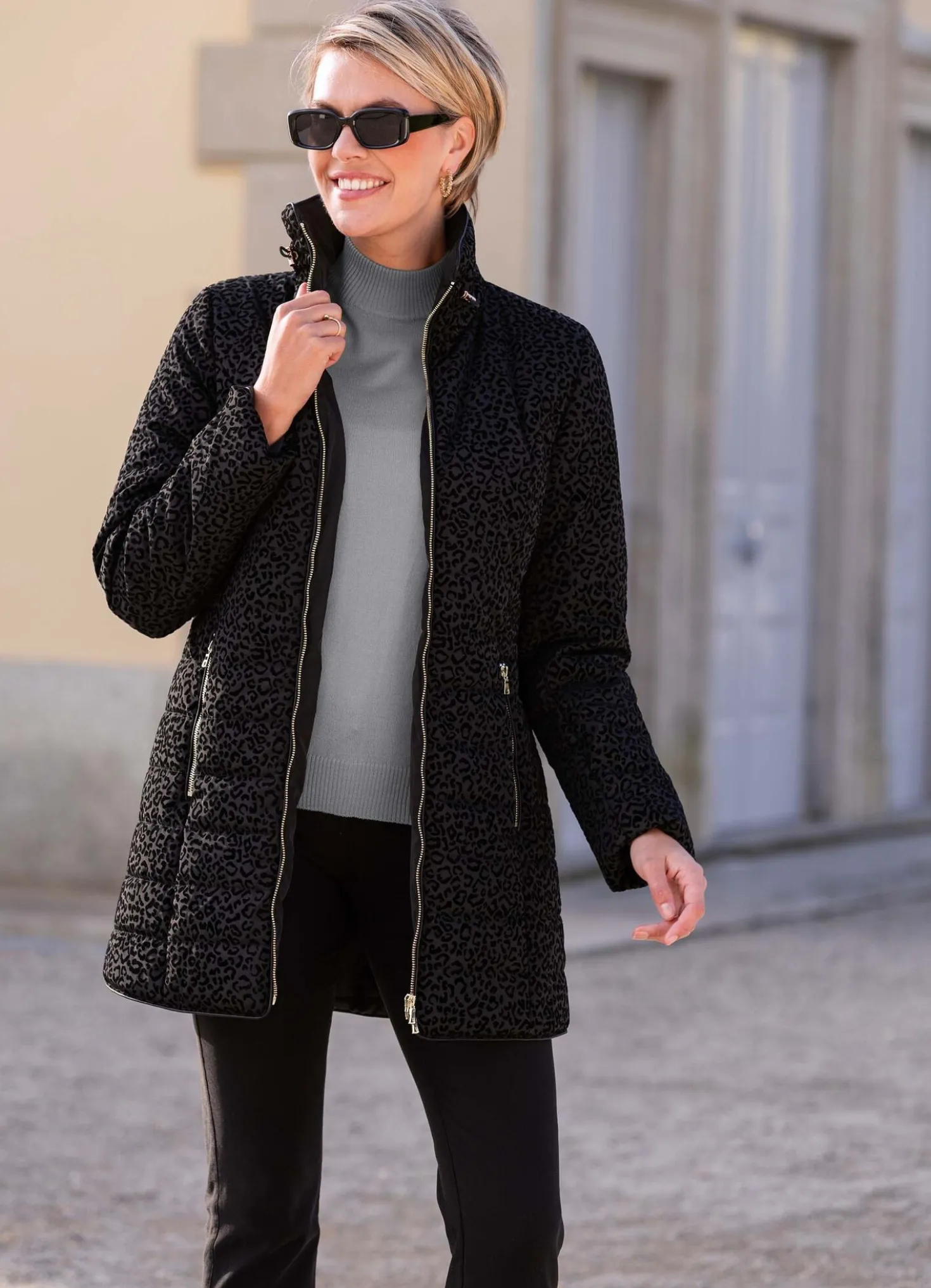 Longjacke mit 2-Wege-Reißverschluss