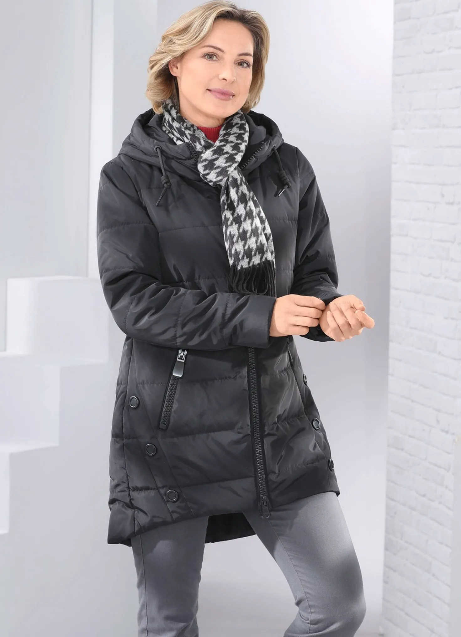 Longjacke mit 2-Wege-Zipper