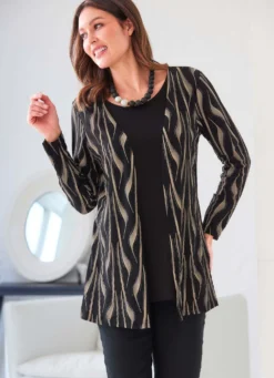 Longshirt in Jackenoptik