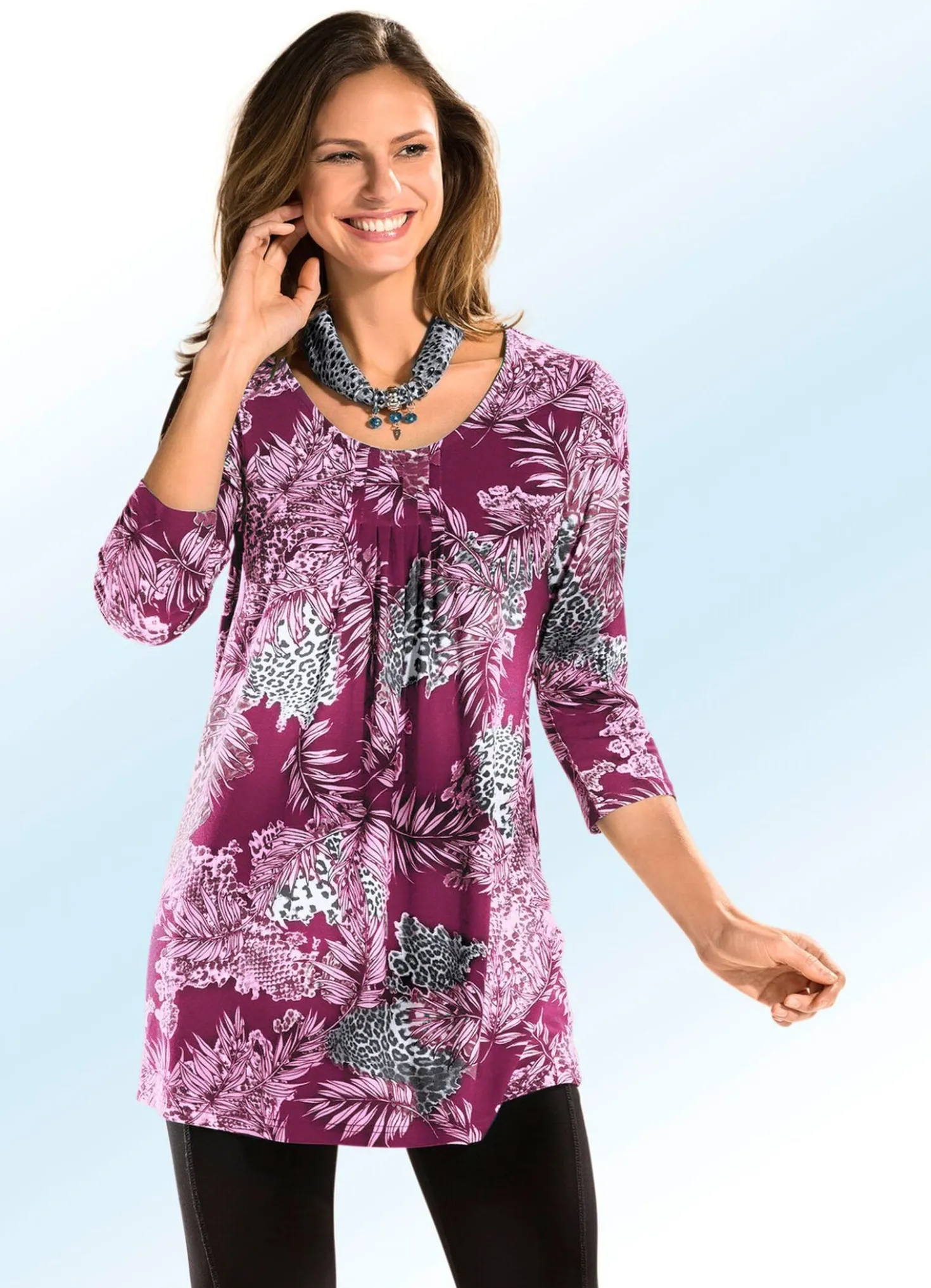 Longshirt mit Allover-Dessin