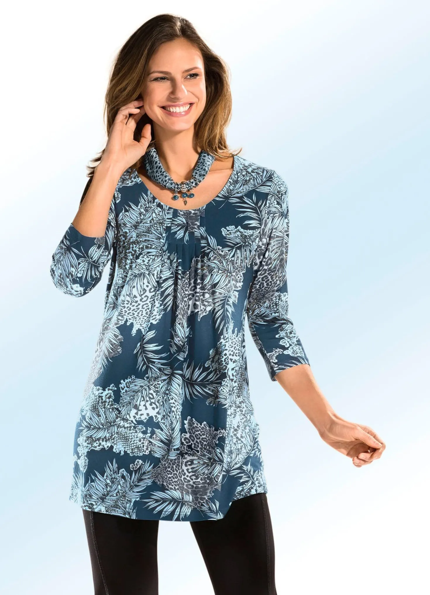 Longshirt mit Allover-Dessin