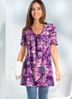 Longshirt mit dezenter Fältelung im Vorderteil