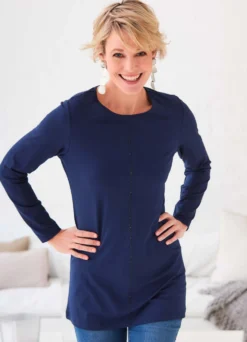 Longshirt mit effektvollen Plättchen